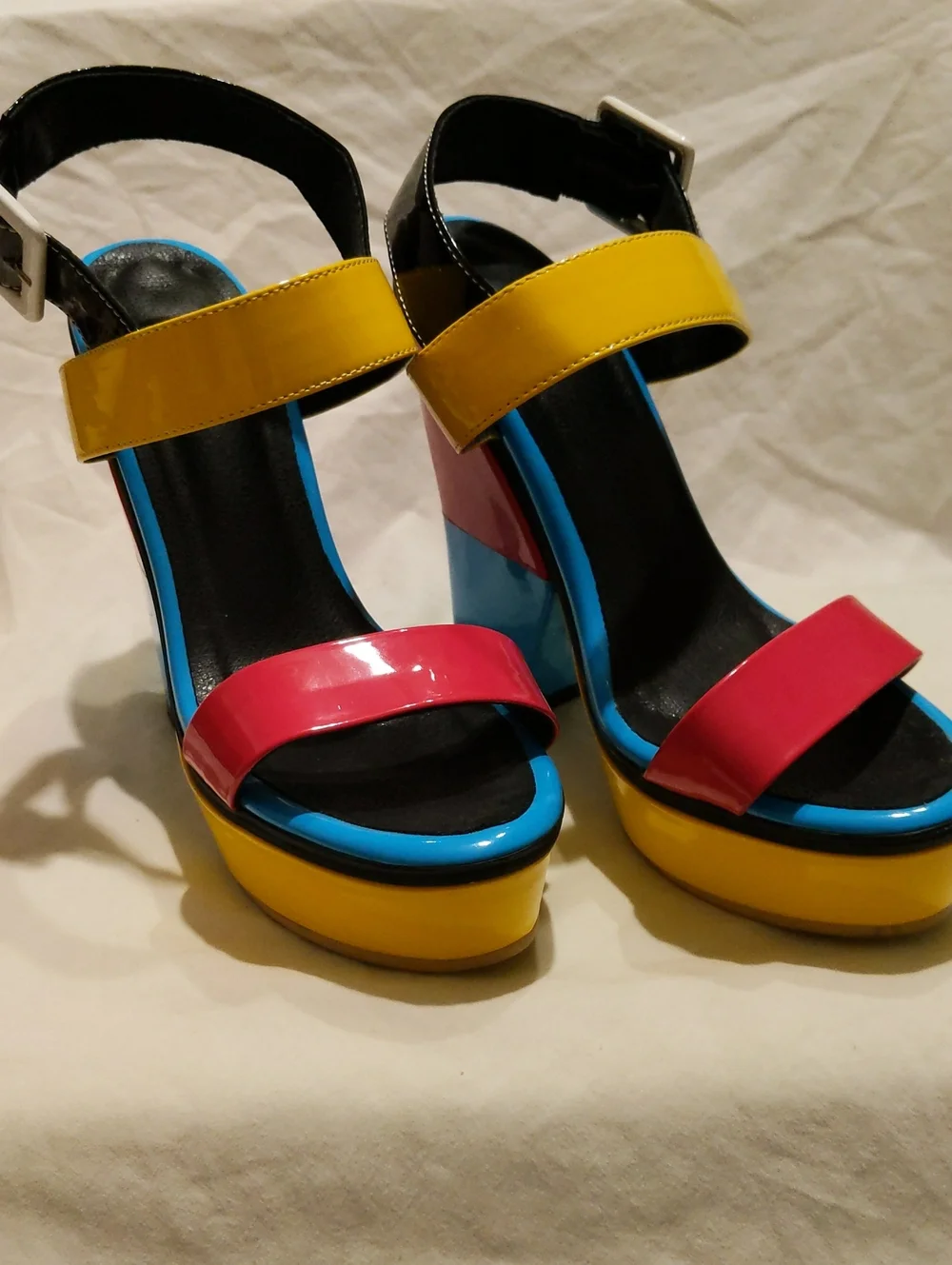 Giuseppe Zanotti Multicolor Platform Sandals in Yellow, Pink & Blue